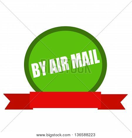 By air mail white wording on Circle green background ribbon red