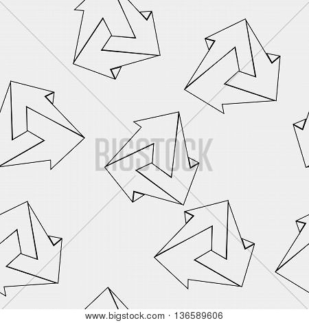 Geometric seamless simple monochrome minimalistic pattern of impossible shapes