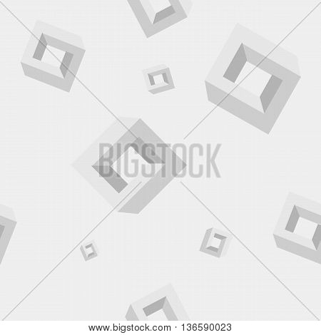 Geometric seamless simple monochrome minimalistic pattern of impossible shapes