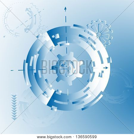 Vector Illustration For Background With Mechanical Gears And Wheels, Abstract Futuristic