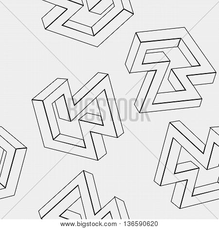 Geometric simple monochrome minimalistic pattern of impossible shapes