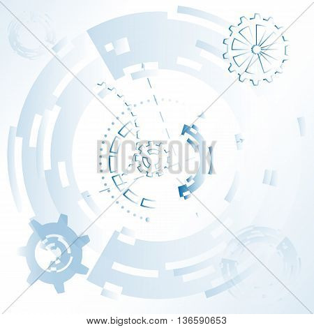 Vector Illustration For Background With Mechanical Gears And Wheels, Abstract Futuristic