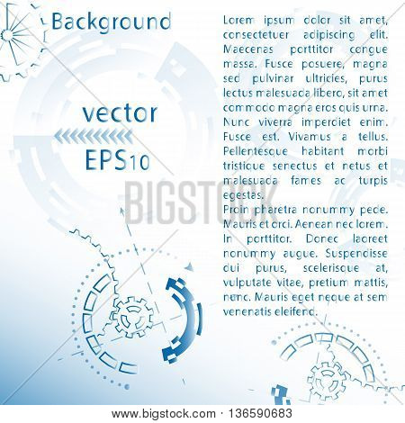Abstract Futuristic Vector Illustration For Background With Mechanical Gears And Wheels, Blue