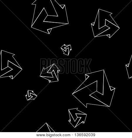 Geometric seamless simple monochrome minimalistic pattern of impossible shapes