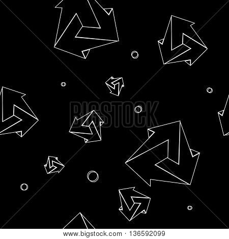 Geometric seamless simple monochrome minimalistic pattern of impossible shapes