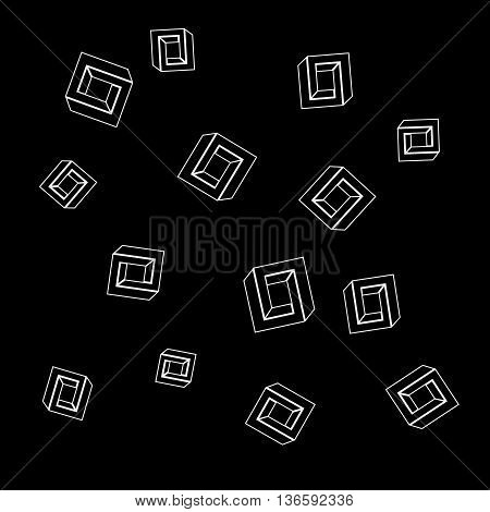 Geometric seamless simple monochrome minimalistic pattern of impossible shapes
