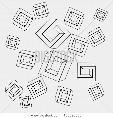 Geometric seamless simple monochrome minimalistic pattern of impossible shapes