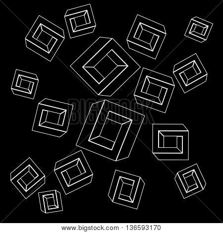 Geometric seamless simple monochrome minimalistic pattern of impossible shapes