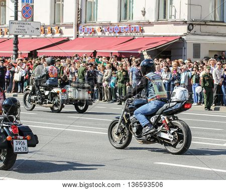 St. Petersburg, Russia - 9 May, Bikers in action 