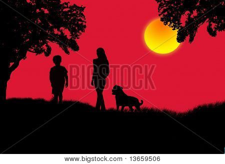 Mother, Son And The Dog