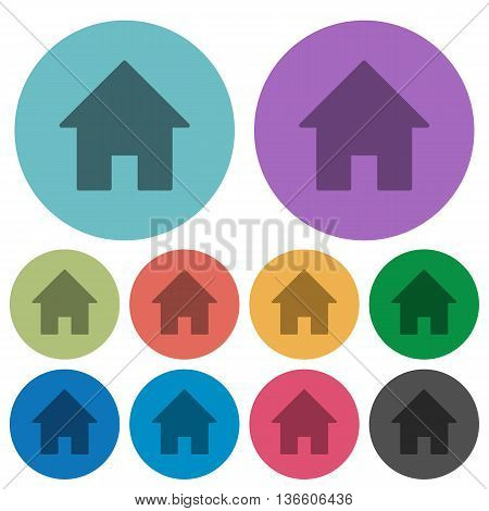 Color home flat icon set on round background.