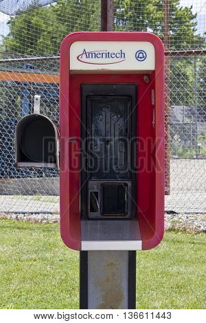 Indianapolis - Circa June 2016: Abandoned Ameritech Pay Phone. Ameritech is now part of AT&T I