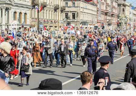 St. Petersburg, Russia - 9 May, People in the column immortal regiment, 9 May, 2016.
Holiday-action 