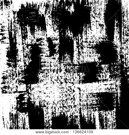 Black grunge brushstrokes vector background. Abstract grungy checkered background