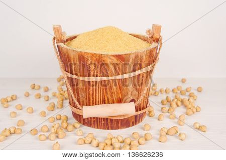 Chick Pea Flour on a white background
