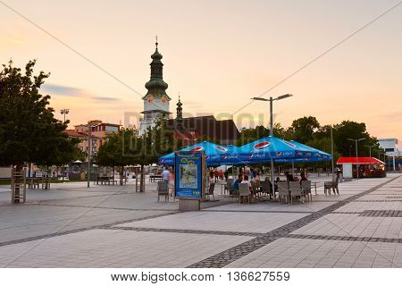 ZVOLEN, SLOVAKIA - JUNE 30, 2016: Main square in the town of Zvolen, Slovakia on June 30, 2016.