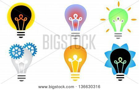 Bulb icon set. Vector isolated on white background