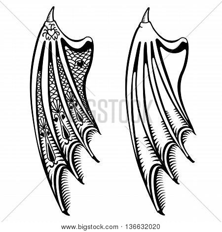 Devil's wings set isolated on white background vector illustration