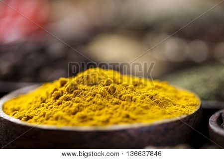 Image Of Assorted Spices Orintal Cuisine Vivid Theme