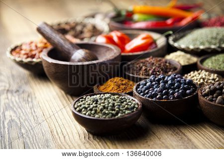 Image Of Colorful Spices Orintal Cuisine Vivid Theme
