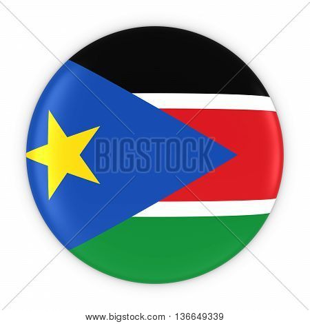 South Sudanese Flag Button - Flag Of South Sudan Badge 3D Illustration