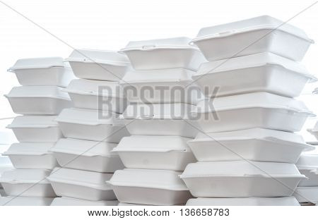 Stacks of foam boxes - environmental problem concept
