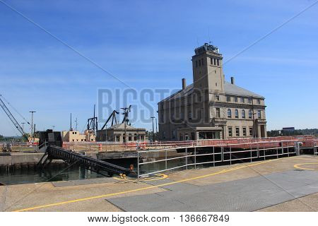 The Soo Locks in Upper Peninsula of Michigan.