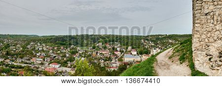 The ruins of the Kremenets castle on the Bona mountain. Kremenets, Ternopil region, Ukraine