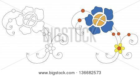 floral ornament in black and white and color