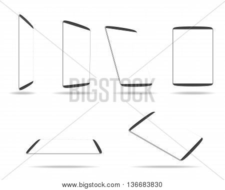 tablet computer with blank white screen vector illustration