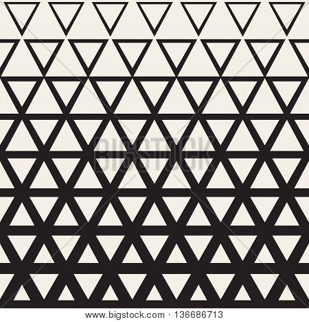 Vector Seamless White And Black Triangle Halftone Grid Geometric Pattern