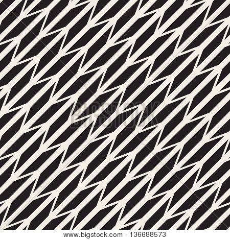 Vector Seamless Black And White Diagonal Zigzag Lines Geometric Pattern