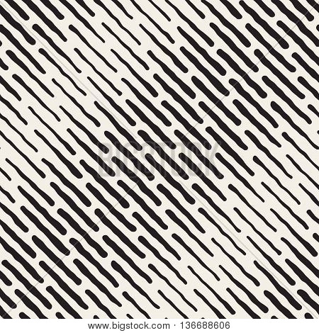 Vector Seamless Black And White Hand Drawn Daigonal Dash Lines Halftone Pattern