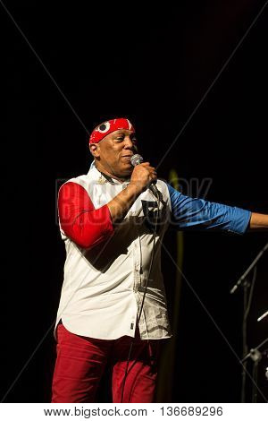 CRACOW POLAND - MARCH 16 2016: Billy Cobham Band live on stage in ICE Cracow Poland