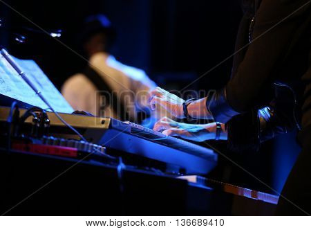 CRACOW POLAND - MARCH 16 2016: Famous American drummer Billy Cobham live on stage in ICE Cracow Poland