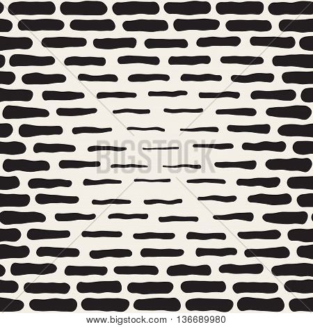 Vector Seamless Black And White Hand Drawn Horizontal Lines Halftone Pattern