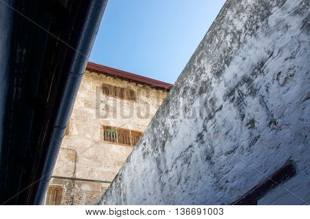 FREMANTLE,WA,AUSTRALIA-JUNE 1,2016:  Abstract view from the weathered Fremantle Prison walls in Fremantle, Western Australia.