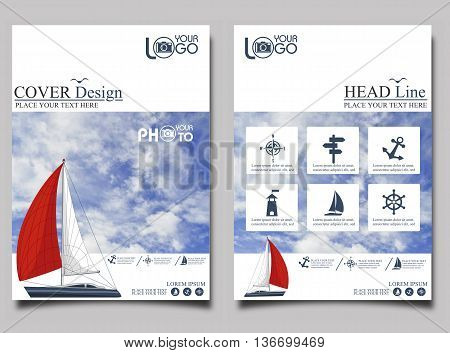 Yacht club. Flyer design template vector. Leaflet cover presentation background.