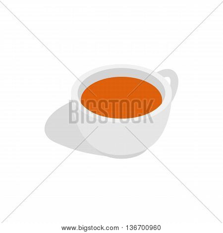 White cup of tea icon in isometric 3d style on a white background