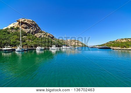 Poltu Quatu harbor on a clear day Sardinia