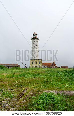 Lighthouse Off Coast Of Island Paramushir, Russia