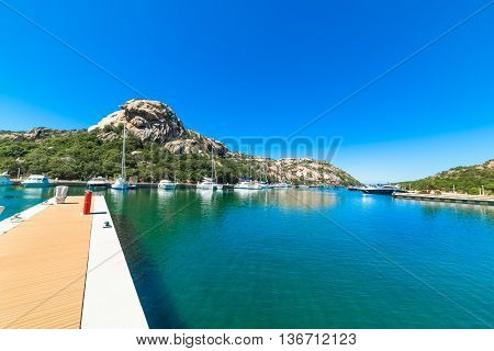 Poltu Quatu harbor under a clear sky Sardinia