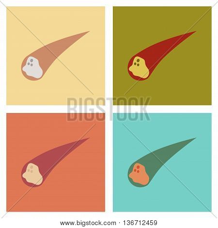 assembly of flat icons nature falling meteorite