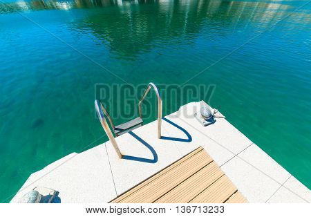 Pier in Poltu Quatu harbor in Sardinia
