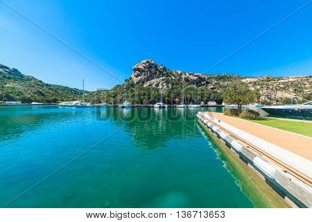 boats in Poltu Quatu harbor in Sardinia