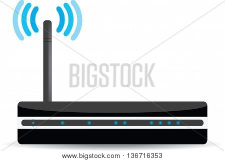 Wireless Wi-Fi router on white background. Vector illustration