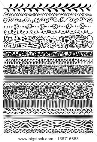 Set Of Hand Drawn Border Doodle