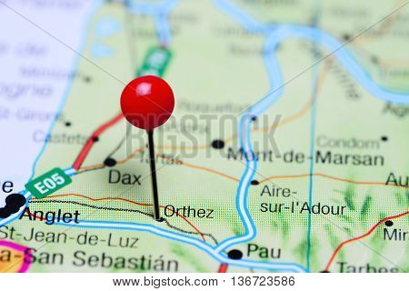Orthez pinned on a map of France