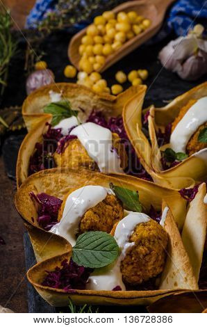 Falafel With Herbs And Cabbage