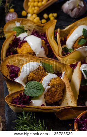 Falafel With Herbs And Cabbage